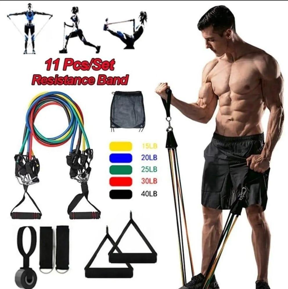 Adjustable 11 pcs durable resistance brand / Home and Gym workout